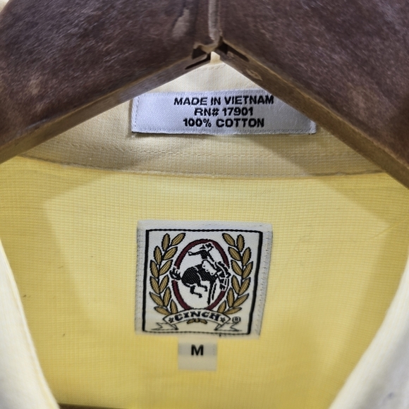 Cinch Shirt Mens Medium Bright Banana Yellow Button Down Long Sleeve Western - Picture 3 of 10